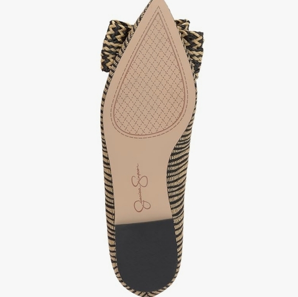 🖤🔹️Jessica Simpson🔹️ Black/natural Whirzle Bow Ballet Flats - Picture 3 of 7